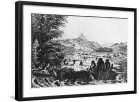 Fuegians at Woollya, with the Fitzroy Expedition's Camp in the Background, 1831-null-Framed Giclee Print
