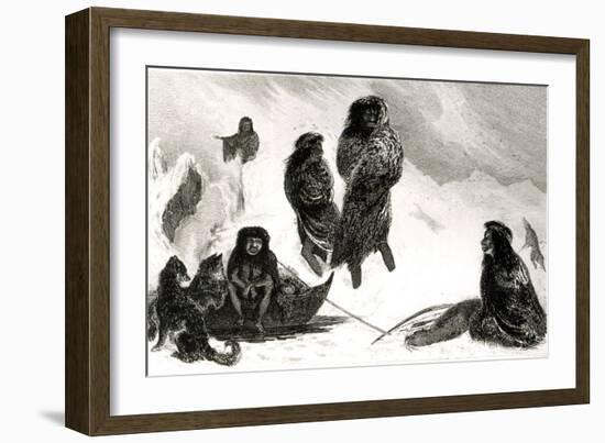 Fuegians Going to Trade in Zapallos with the Patagonians, Engraved by T.Lanseer 1838-Robert Fitzroy-Framed Giclee Print
