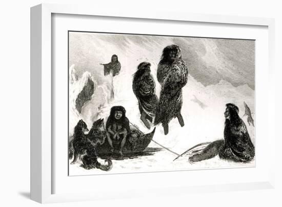 Fuegians Going to Trade in Zapallos with the Patagonians, Engraved by T.Lanseer 1838-Robert Fitzroy-Framed Giclee Print