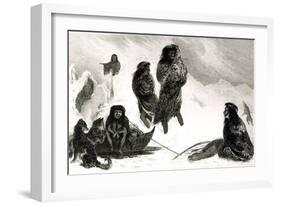 Fuegians Going to Trade in Zapallos with the Patagonians, Engraved by T.Lanseer 1838-Robert Fitzroy-Framed Giclee Print