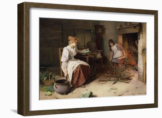 'Fuel for the Fire', 1895 (Pencil and Watercolour)-Carlton Alfred Smith-Framed Giclee Print