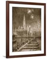 Fugitives from Antwerp Crossing the Pontoon Bridge over the Scheldt (Litho)-Alick P.f. Ritchie-Framed Giclee Print