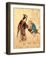 Fugu No Bijin to Kurage No Tomo-Yanagawa Shigenobu-Framed Giclee Print