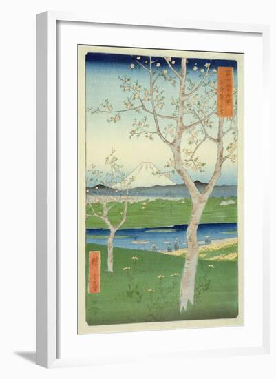 Fuji from Koshigaya, Mushashi, No.14 from the Series '36 Views of Mt. Fuji', ('Fuji Saryu Rokkei')-Ando Hiroshige-Framed Giclee Print