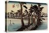 Fuji from the Left, Yoshiwara, C. 1833-Utagawa Hiroshige-Stretched Canvas