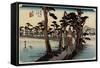 Fuji from the Left, Yoshiwara, C. 1833-Utagawa Hiroshige-Framed Stretched Canvas