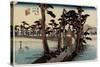 Fuji from the Left, Yoshiwara, C. 1833-Utagawa Hiroshige-Stretched Canvas