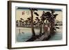 Fuji from the Left, Yoshiwara, C. 1833-Utagawa Hiroshige-Framed Giclee Print