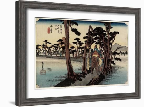 Fuji from the Left, Yoshiwara, C. 1833-Utagawa Hiroshige-Framed Giclee Print