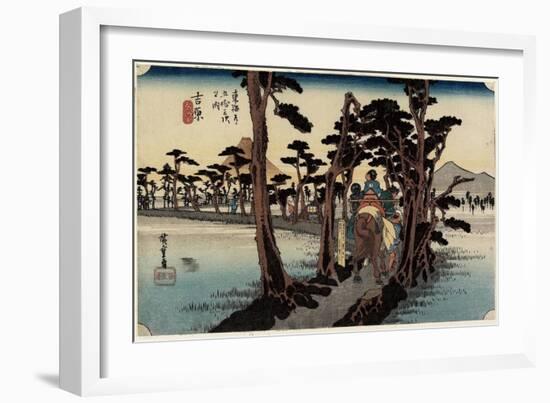 Fuji from the Left, Yoshiwara, C. 1833-Utagawa Hiroshige-Framed Giclee Print