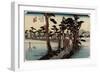 Fuji from the Left, Yoshiwara, C. 1833-Utagawa Hiroshige-Framed Giclee Print