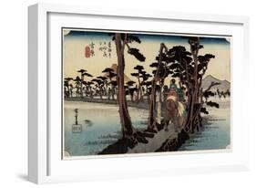 Fuji from the Left, Yoshiwara, C. 1833-Utagawa Hiroshige-Framed Giclee Print