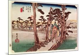 Fuji from Yoshiwara from 53 Stations of the Tokaido, c.1833-Ando Hiroshige-Mounted Giclee Print