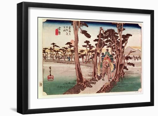 Fuji from Yoshiwara from 53 Stations of the Tokaido, c.1833-Ando Hiroshige-Framed Giclee Print