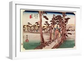Fuji from Yoshiwara from 53 Stations of the Tokaido, c.1833-Ando Hiroshige-Framed Giclee Print