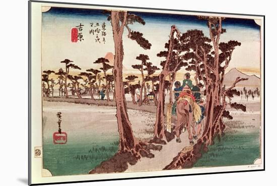 Fuji from Yoshiwara from 53 Stations of the Tokaido, c.1833-Ando Hiroshige-Mounted Giclee Print