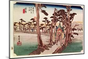 Fuji from Yoshiwara from 53 Stations of the Tokaido, c.1833-Ando Hiroshige-Mounted Giclee Print