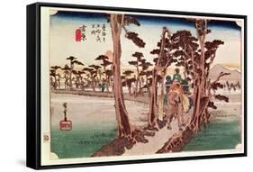 Fuji from Yoshiwara from 53 Stations of the Tokaido, c.1833-Ando Hiroshige-Framed Stretched Canvas