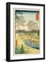 Fuji from Yuhi-Ga, Megwo, No.10 from the Series '36 Views of Mt.Fuji' ('Fuji Saryu Rokkei')-Ando Hiroshige-Framed Giclee Print