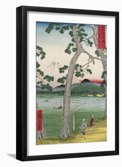 Fuji on the Left of the Tokaido Road, from 'Thirty Six Views of Mount Fuji'-Ando Hiroshige-Framed Giclee Print