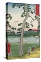 Fuji on the Left of the Tokaido Road, from 'Thirty Six Views of Mount Fuji'-Ando Hiroshige-Stretched Canvas