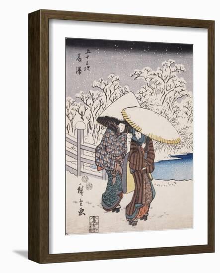 Fujisawa From the Series 53 Stations of the Tokaido, 1852-Ando or Utagawa Hiroshige-Framed Giclee Print