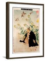 Fujiwara No Sanekata's Obsession with the Sparrows, Thirty-Six Transformations-Yoshitoshi Tsukioka-Framed Giclee Print