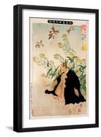 Fujiwara No Sanekata's Obsession with the Sparrows, Thirty-Six Transformations-Yoshitoshi Tsukioka-Framed Giclee Print