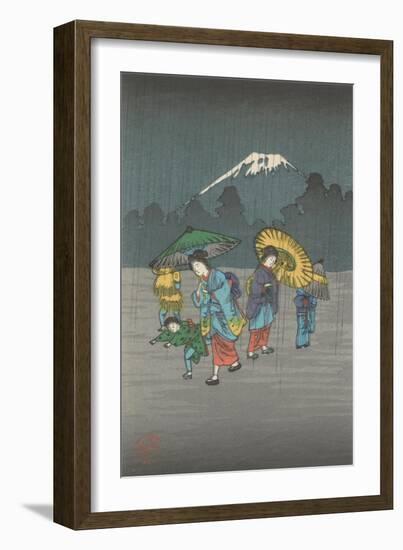Fujiyama in the Rain-null-Framed Art Print