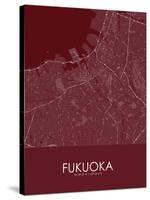 Fukuoka, Japan Red Map-null-Stretched Canvas