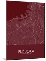 Fukuoka, Japan Red Map-null-Mounted Poster