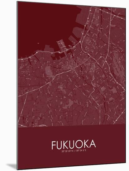 Fukuoka, Japan Red Map-null-Mounted Poster