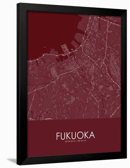 Fukuoka, Japan Red Map-null-Framed Poster