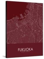 Fukuoka, Japan Red Map-null-Stretched Canvas