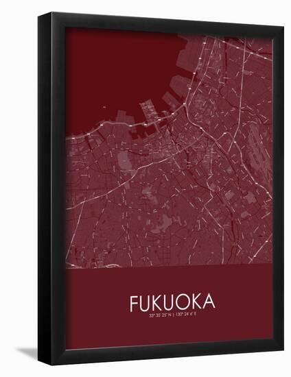 Fukuoka, Japan Red Map-null-Framed Poster