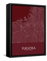 Fukuoka, Japan Red Map-null-Framed Stretched Canvas
