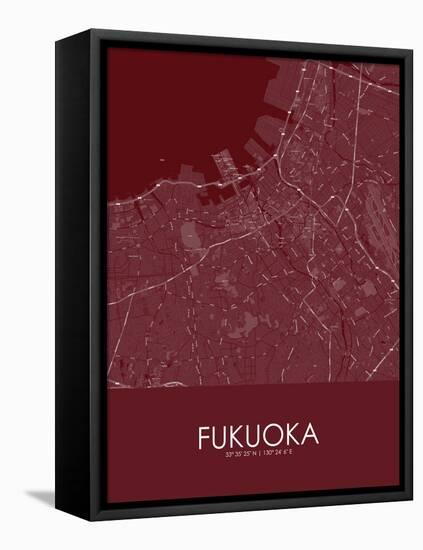 Fukuoka, Japan Red Map-null-Framed Stretched Canvas