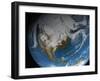 Ful Earth Showing Simulated Clouds Over North America-Stocktrek Images-Framed Premium Photographic Print