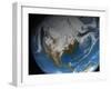 Ful Earth Showing Simulated Clouds Over North America-Stocktrek Images-Framed Premium Photographic Print