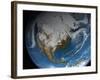 Ful Earth Showing Simulated Clouds Over North America-Stocktrek Images-Framed Photographic Print