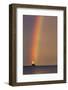 Full Arcing Rainbow over Lake Michigan and Ludington Lighthouse in Ludington, Michigan, Usa-Chuck Haney-Framed Photographic Print