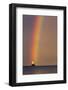 Full Arcing Rainbow over Lake Michigan and Ludington Lighthouse in Ludington, Michigan, Usa-Chuck Haney-Framed Photographic Print