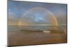 Full Arcing Rainbow over Lake Michigan and Ludington Lighthouse in Ludington, Michigan, Usa-Chuck Haney-Mounted Photographic Print