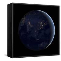 Full Earth at Night Showing City Lights of Asia And Australia-Stocktrek Images-Framed Stretched Canvas