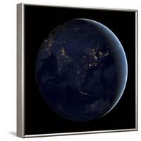 Full Earth at Night Showing City Lights of Asia And Australia-Stocktrek Images-Framed Photographic Print