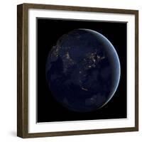 Full Earth at Night Showing City Lights of Asia And Australia-Stocktrek Images-Framed Photographic Print