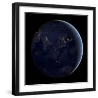 Full Earth at Night Showing City Lights of Asia And Australia-Stocktrek Images-Framed Photographic Print