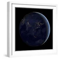 Full Earth at Night Showing City Lights of Asia And Australia-Stocktrek Images-Framed Photographic Print