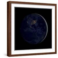 Full Earth at Night Showing City Lights of the Americas-Stocktrek Images-Framed Photographic Print