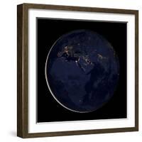 Full Earth Showing City Lights of Africa, Europe, And the Middle East-Stocktrek Images-Framed Photographic Print